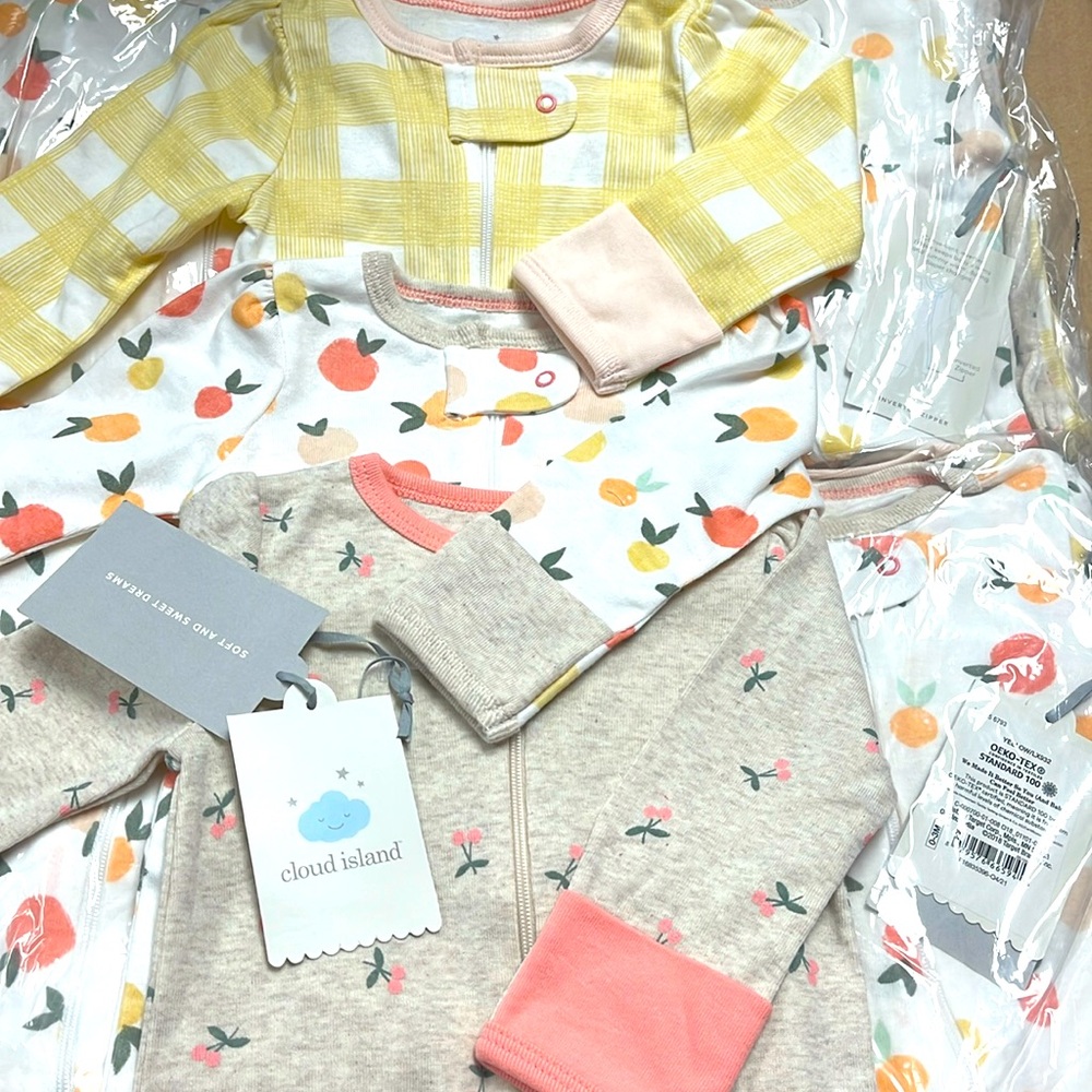 Cloud Island Baby Sleepers 3 Pack  Zippered Footed